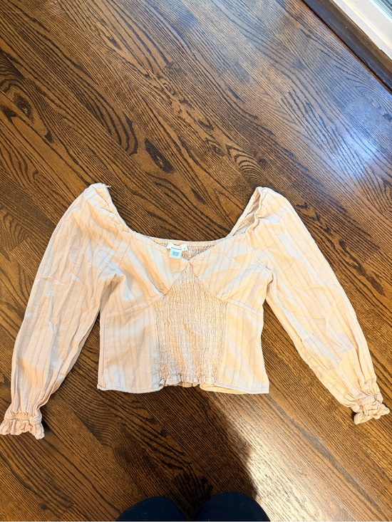 URBAN Romantics Tops - URBAN Romantics Peach Stripe Smocked Crop Top